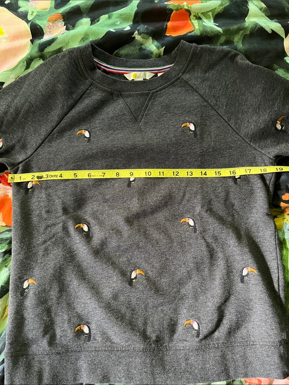 Boden Toucan Gray Cotton Sweatershirt - Picture 7 of 15